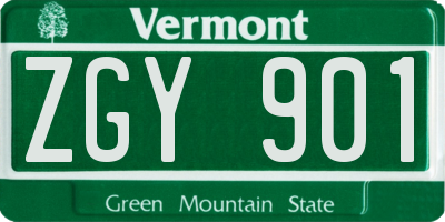 VT license plate ZGY901