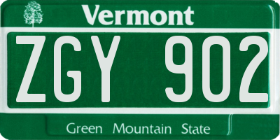 VT license plate ZGY902