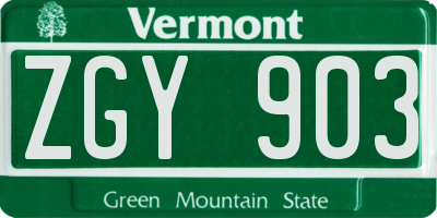 VT license plate ZGY903