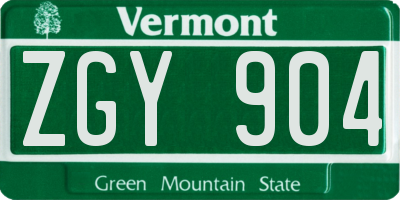 VT license plate ZGY904