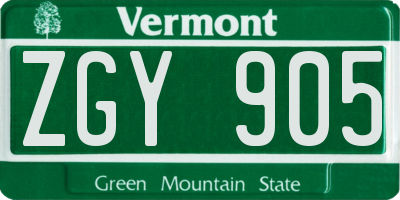 VT license plate ZGY905