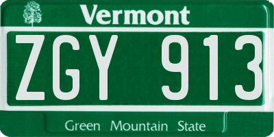 VT license plate ZGY913