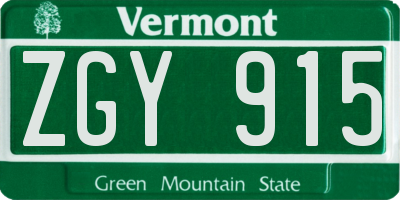 VT license plate ZGY915