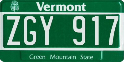 VT license plate ZGY917