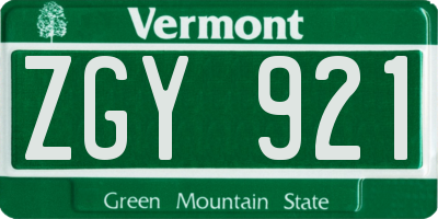 VT license plate ZGY921