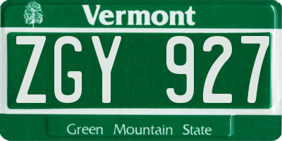 VT license plate ZGY927