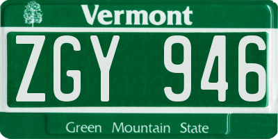 VT license plate ZGY946