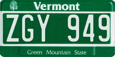 VT license plate ZGY949