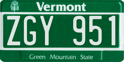 VT license plate ZGY951