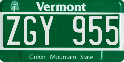 VT license plate ZGY955