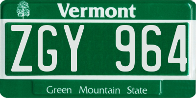 VT license plate ZGY964
