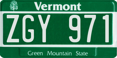 VT license plate ZGY971