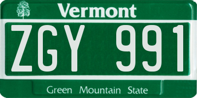 VT license plate ZGY991