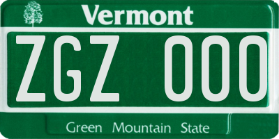 VT license plate ZGZ000