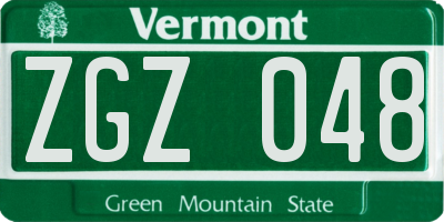 VT license plate ZGZ048