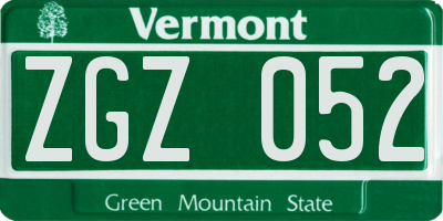 VT license plate ZGZ052
