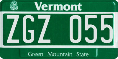 VT license plate ZGZ055