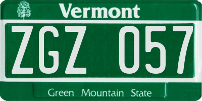 VT license plate ZGZ057