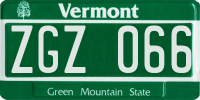 VT license plate ZGZ066