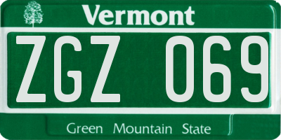 VT license plate ZGZ069