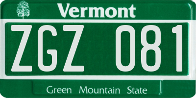 VT license plate ZGZ081