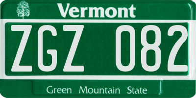 VT license plate ZGZ082