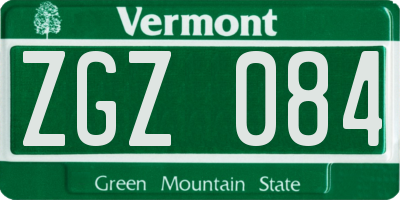 VT license plate ZGZ084