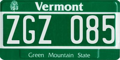 VT license plate ZGZ085