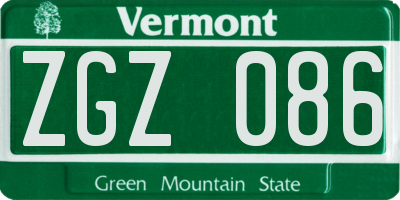 VT license plate ZGZ086