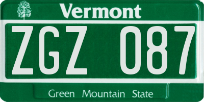 VT license plate ZGZ087