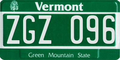 VT license plate ZGZ096