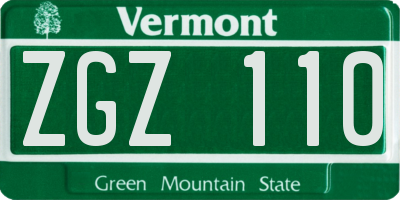 VT license plate ZGZ110