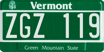 VT license plate ZGZ119