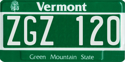 VT license plate ZGZ120