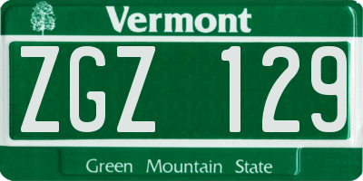 VT license plate ZGZ129
