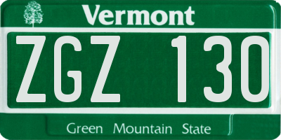VT license plate ZGZ130