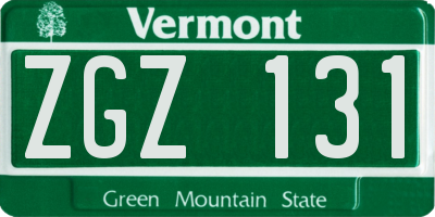 VT license plate ZGZ131