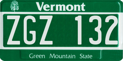 VT license plate ZGZ132