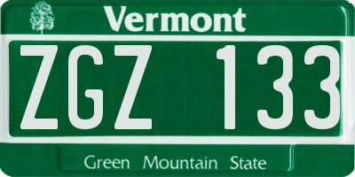 VT license plate ZGZ133