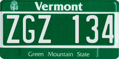 VT license plate ZGZ134