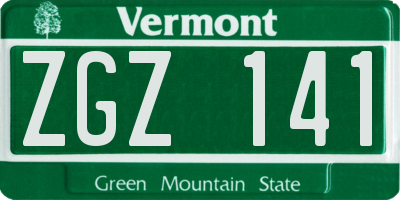 VT license plate ZGZ141