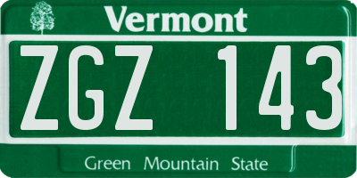 VT license plate ZGZ143