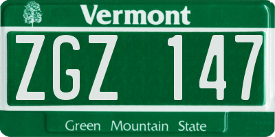 VT license plate ZGZ147