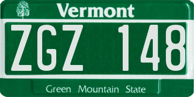 VT license plate ZGZ148