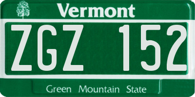 VT license plate ZGZ152