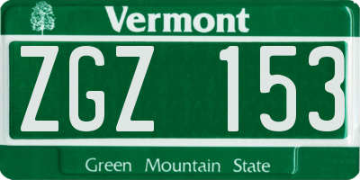 VT license plate ZGZ153