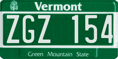 VT license plate ZGZ154