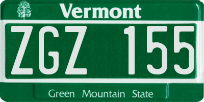 VT license plate ZGZ155