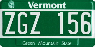 VT license plate ZGZ156