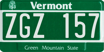 VT license plate ZGZ157